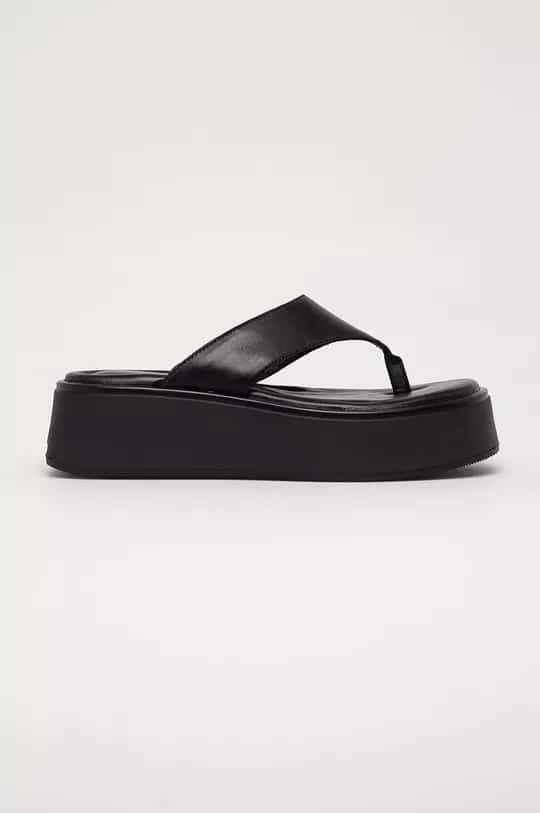 Fekete flatform papucs