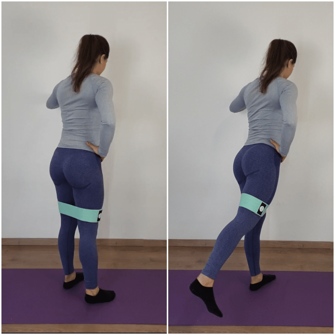 Állva lábemelés gumiszalaggal