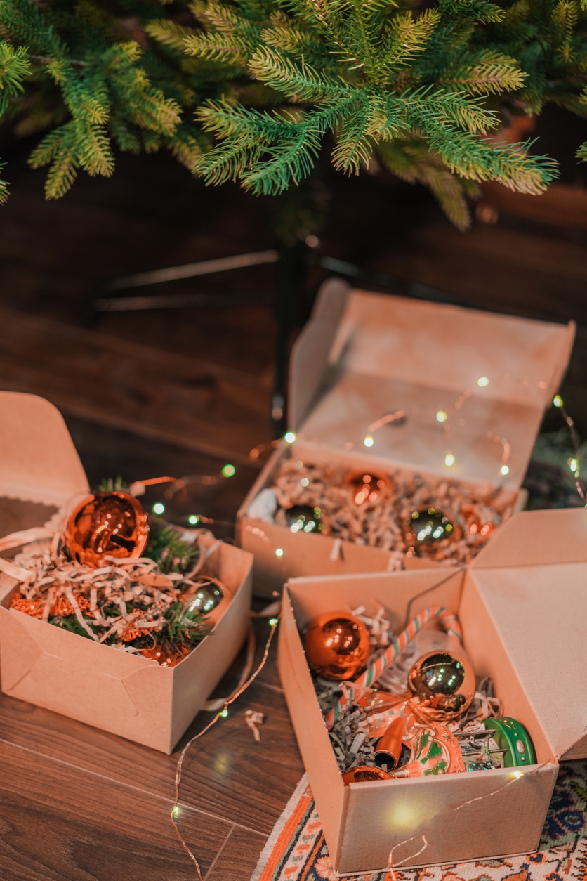 Entre los adornos de Navidad