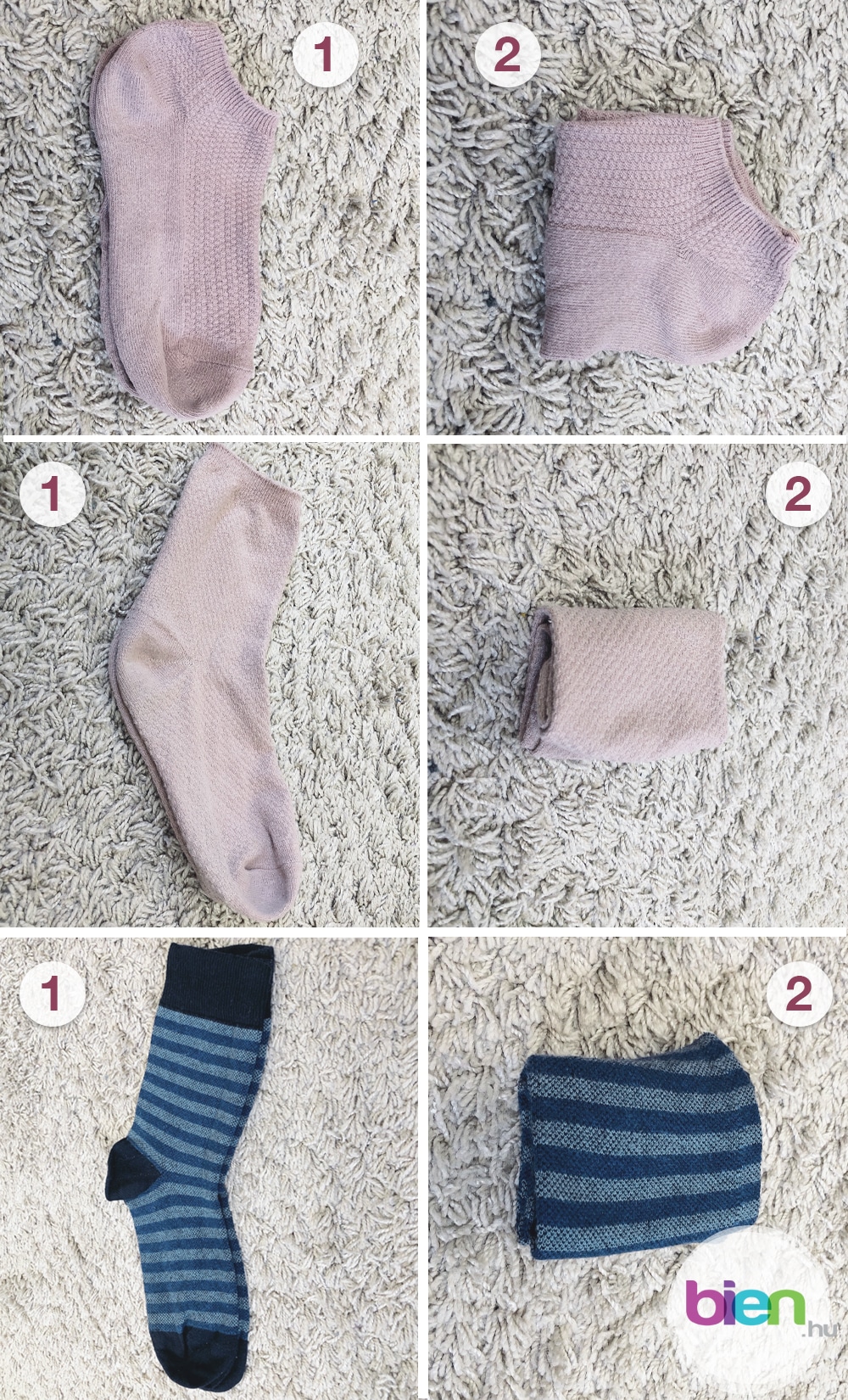 Zoknik hajtogatása Marie Kondo módszerével