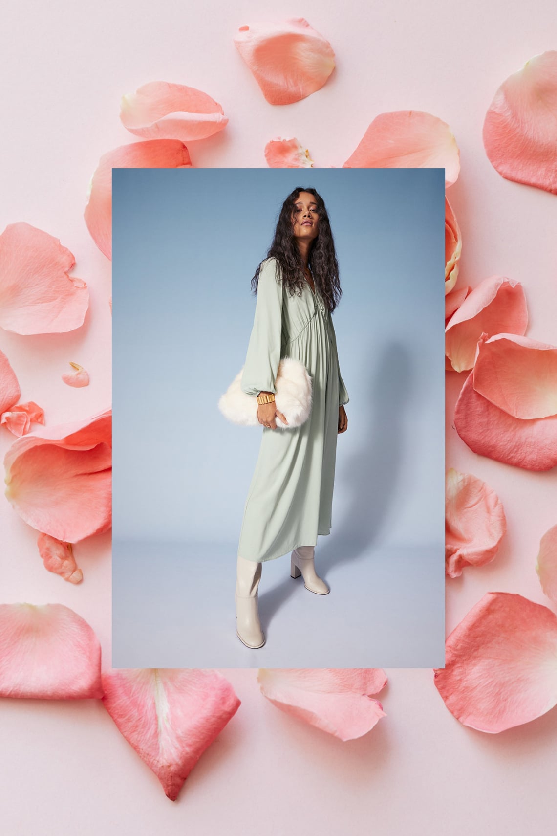 Zöld sifonruha a H&M-ből