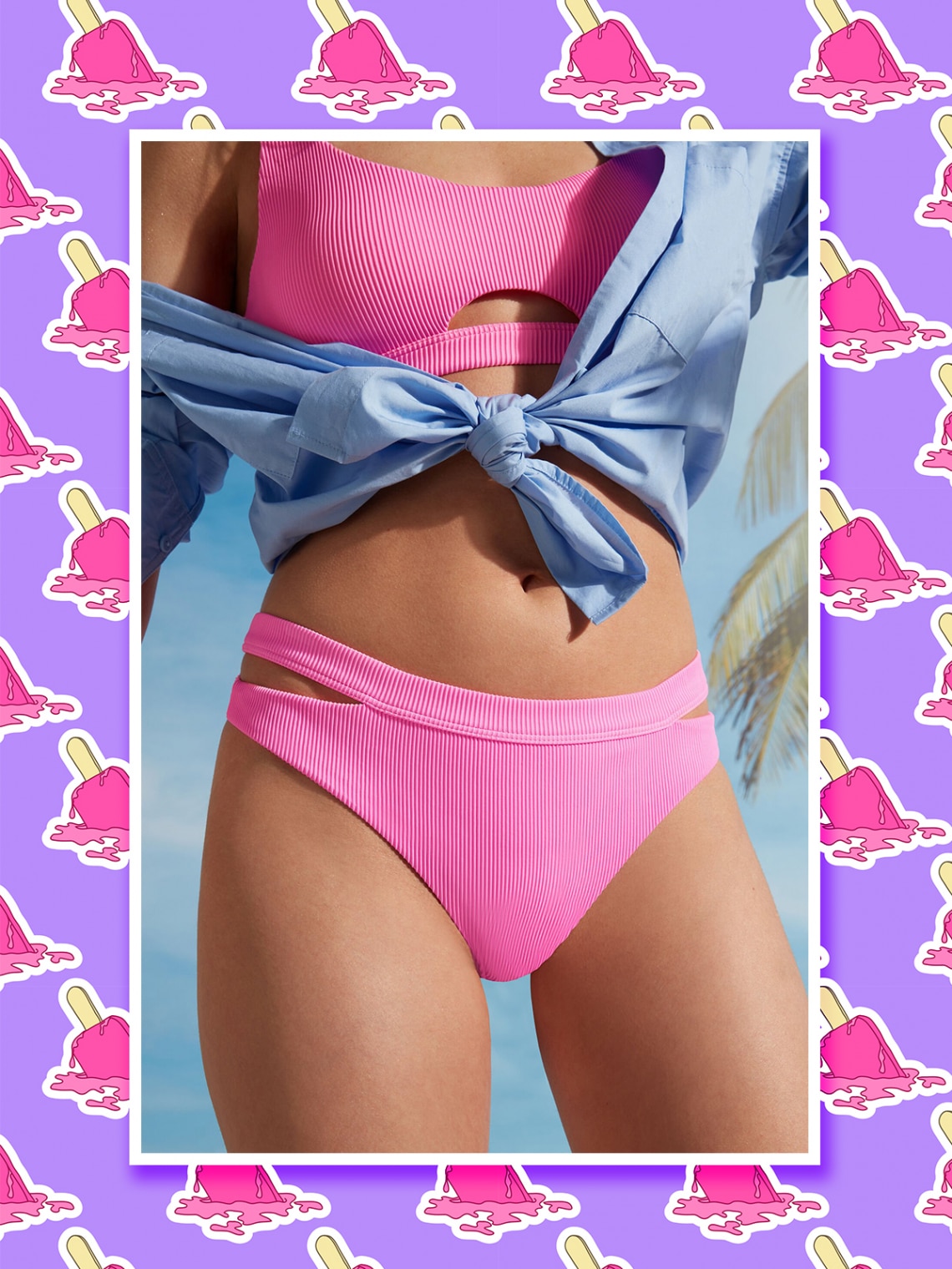 Pink bordázott alsó