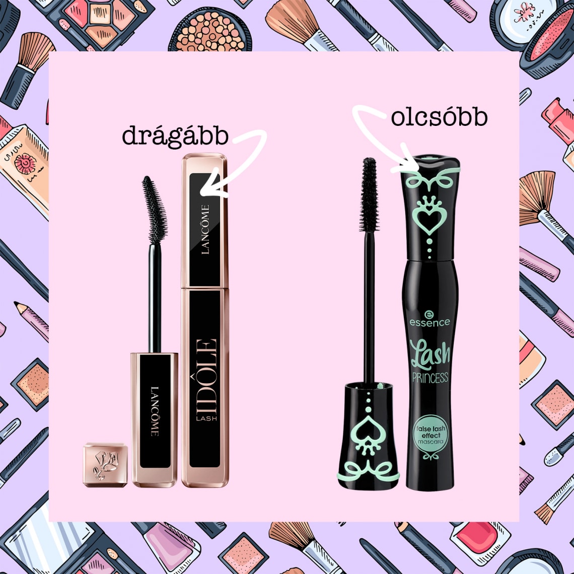 Lancome Lash Idole szempillaspirál helyett Essence Lash Princess False Lash Effect spirál