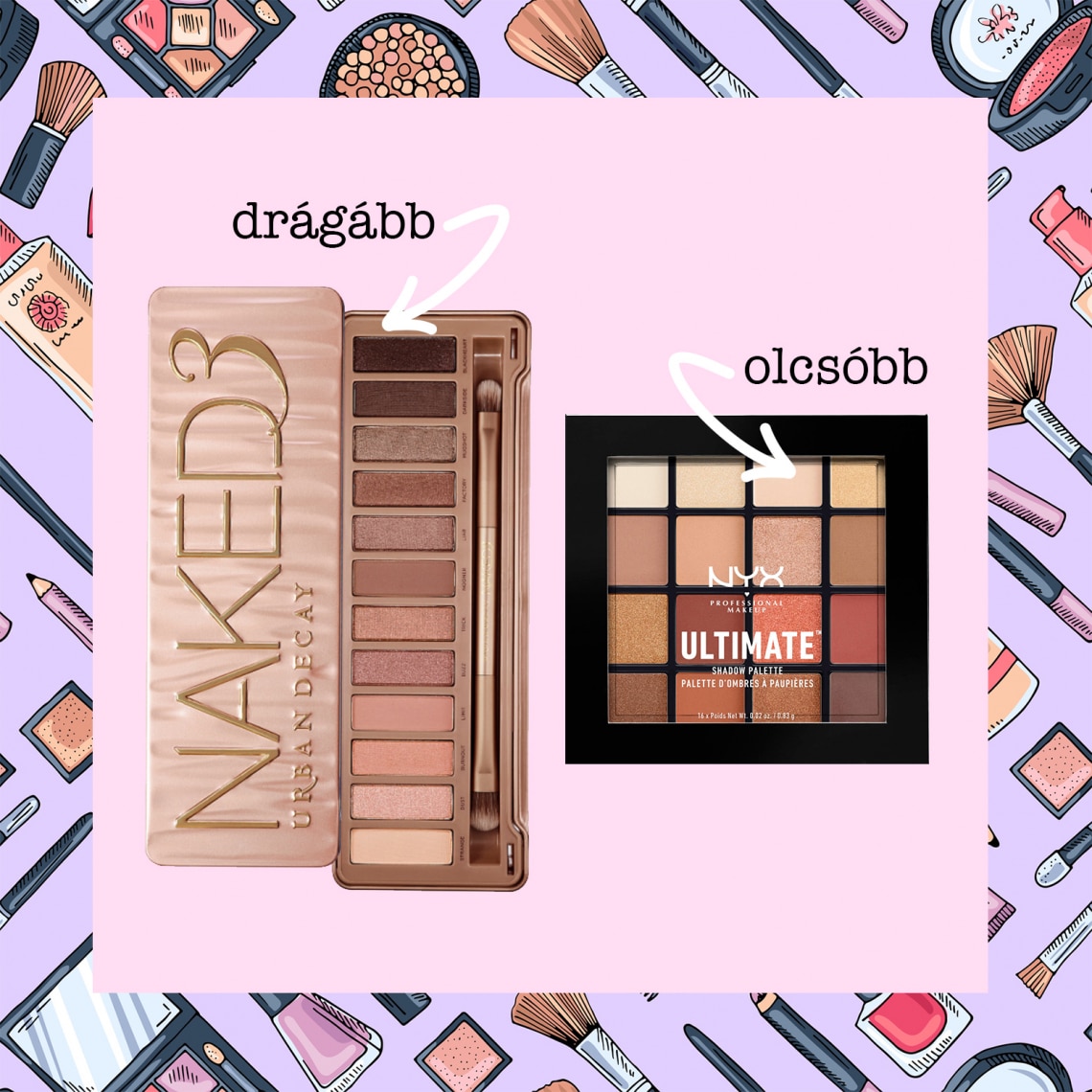 Urban Decay Naked 3 szemhéjpúder paletta helyett NYX Ultimate paletta