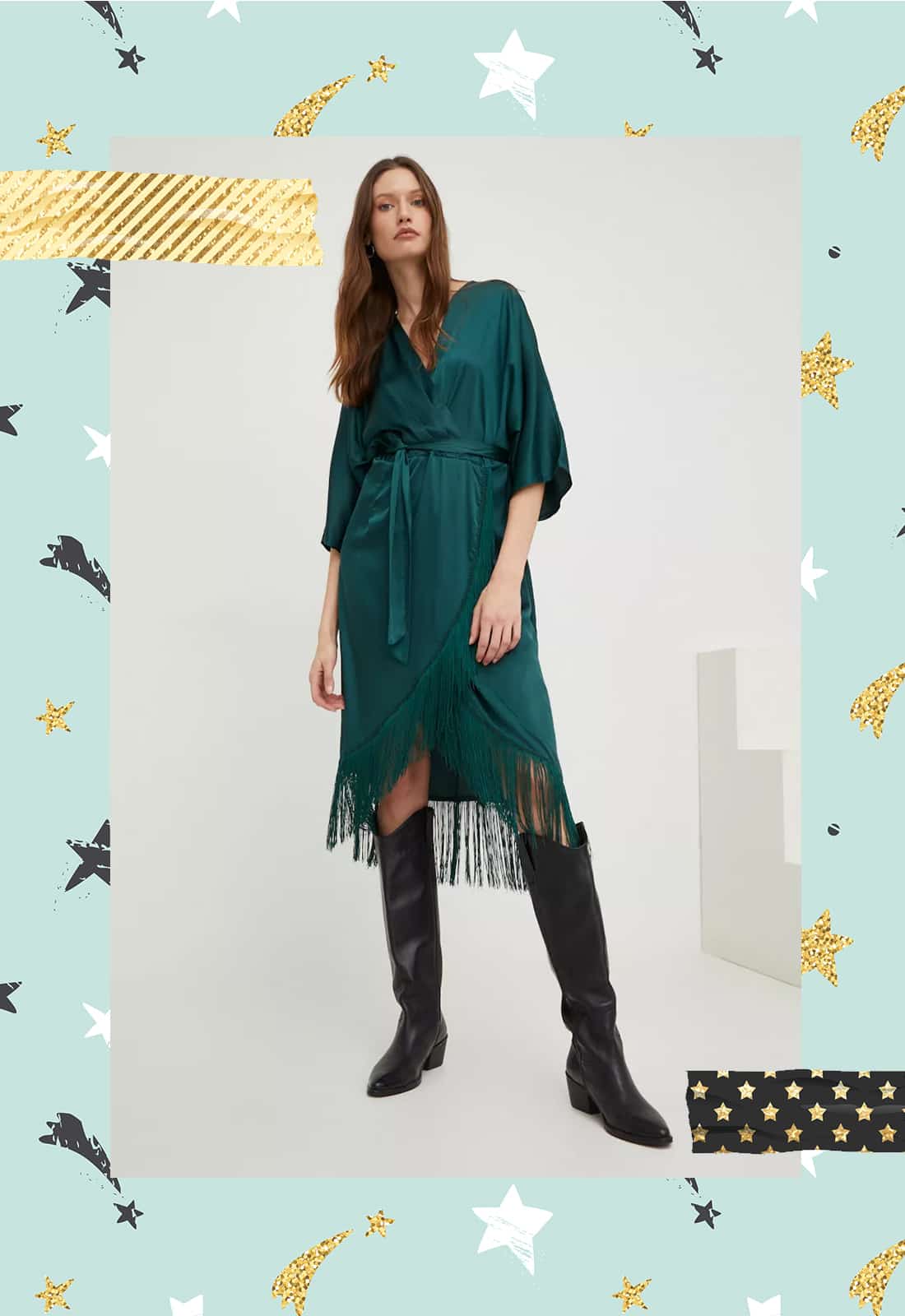 Rojtos sötétzöld ingruha