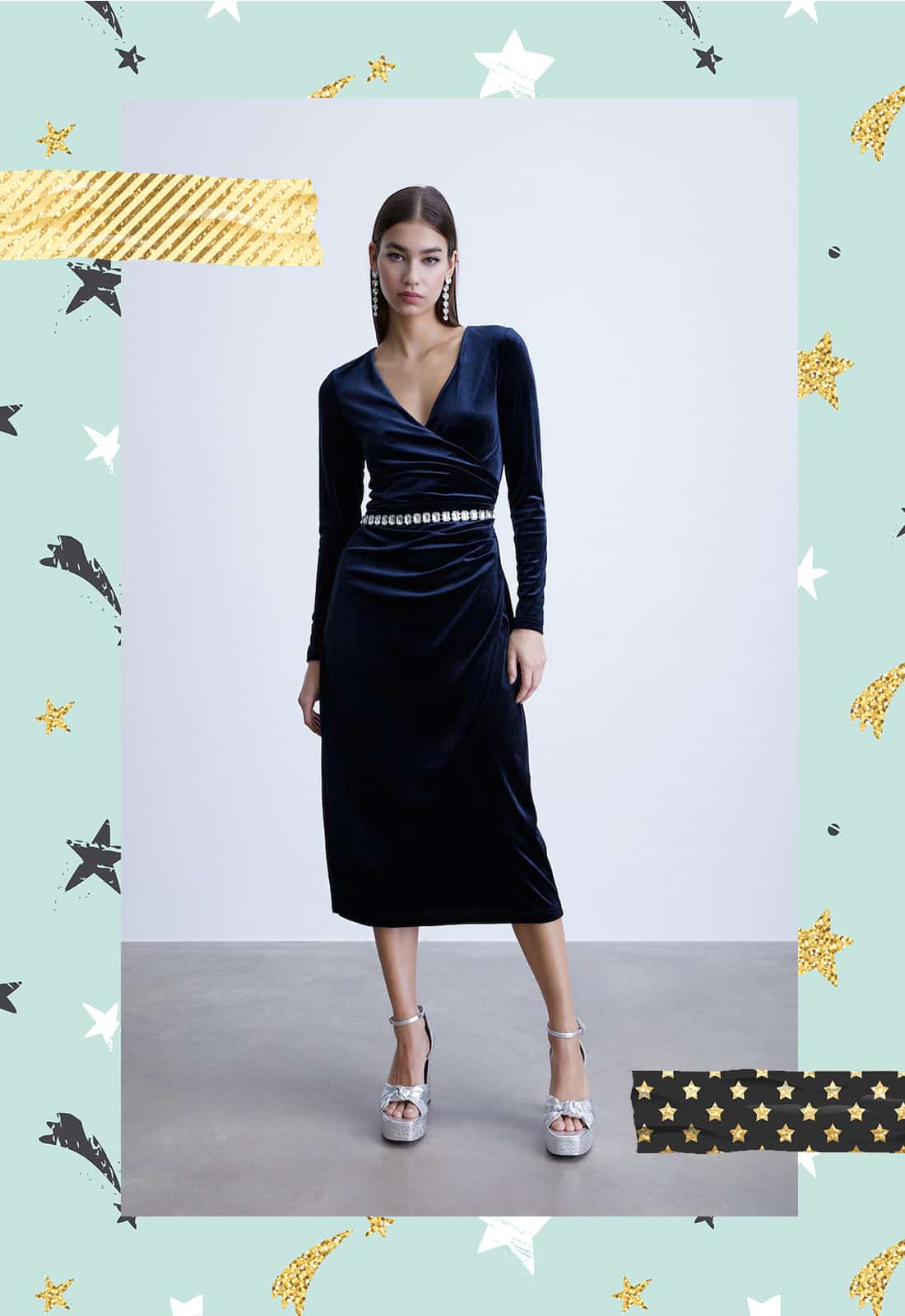 Sötétkék bársony ruha