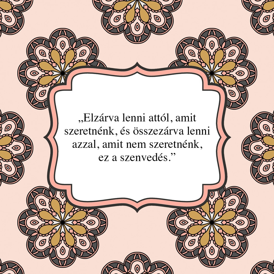 „Elzárva lenni attól, amit szeretnénk, és összezárva lenni azzal, amit nem szeretnénk, ez a szenvedés.”