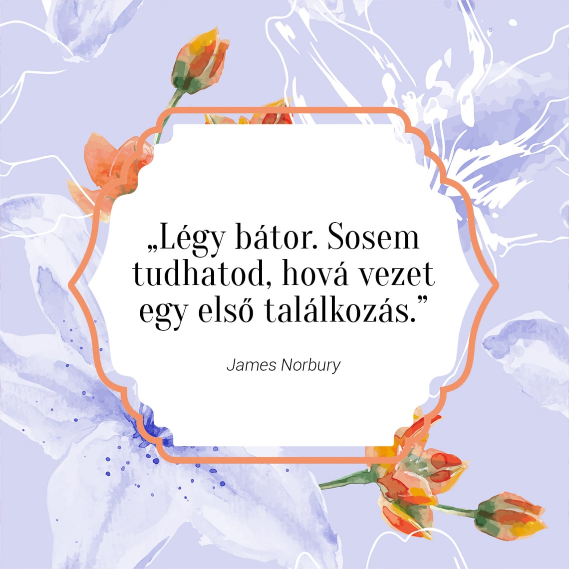 „Légy bátor. Sosem tudhatod, hová vezet egy első találkozás.” - James Norbury