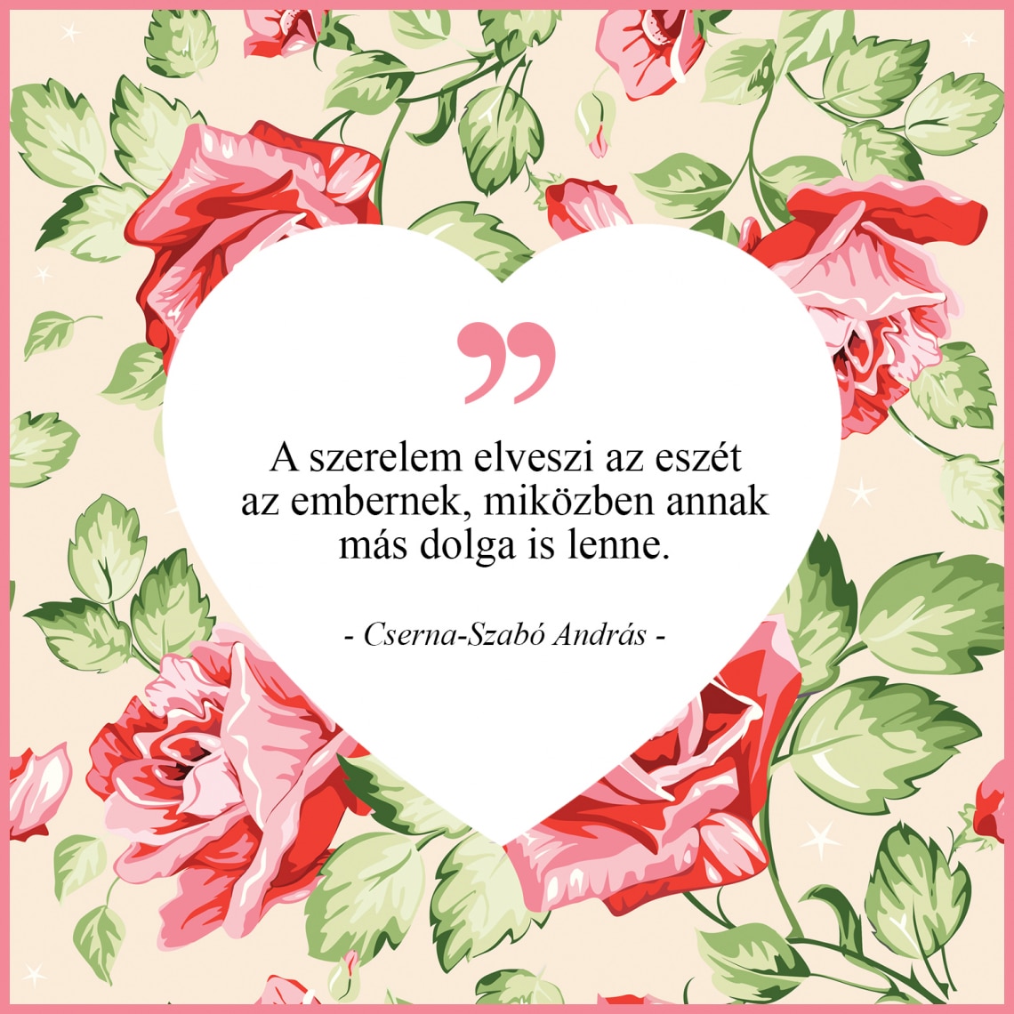„A szerelem elveszi az eszét az embernek, miközben annak más dolga is lenne.” - Cserna-Szabó András
