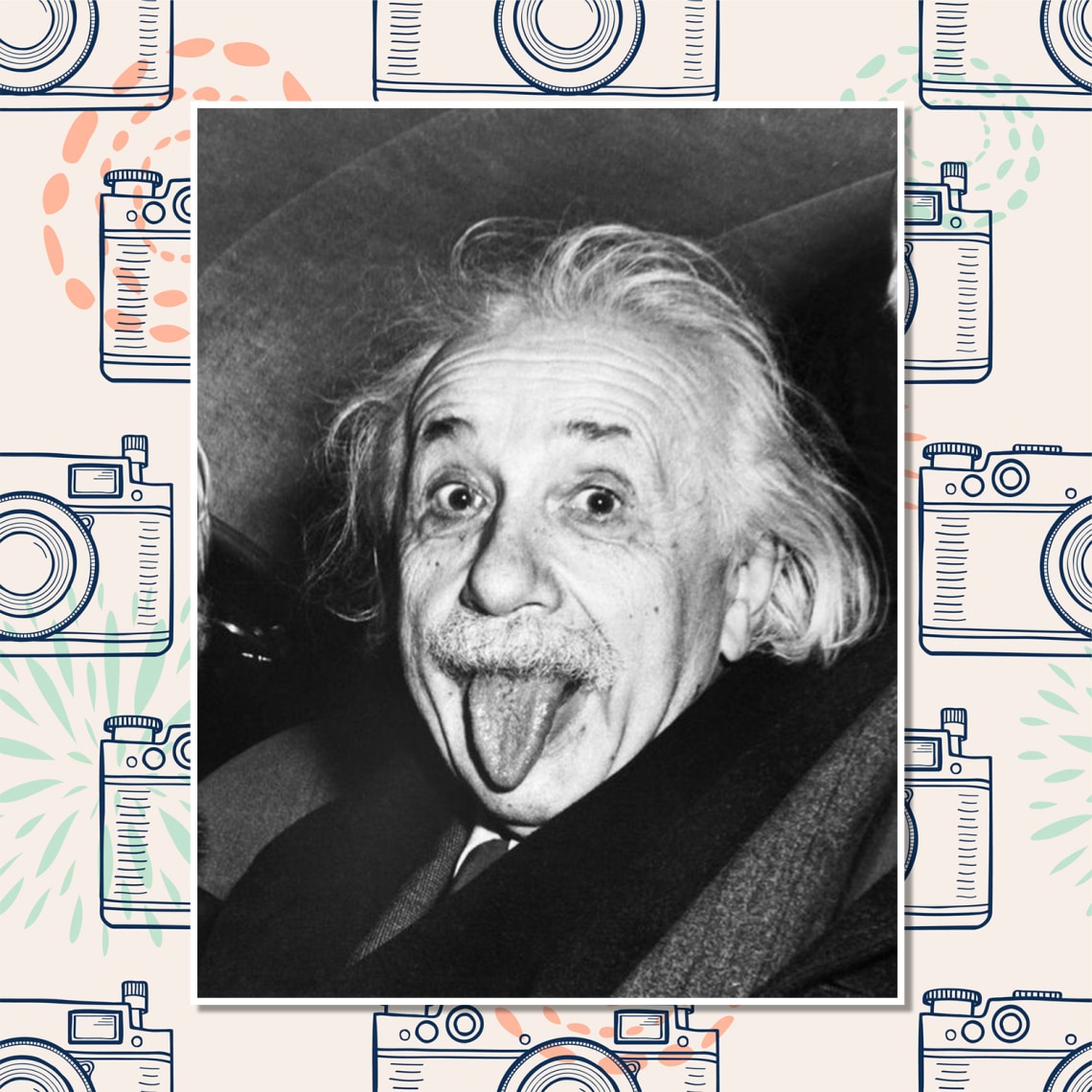 Albert Einstein kinyújtott nyelve