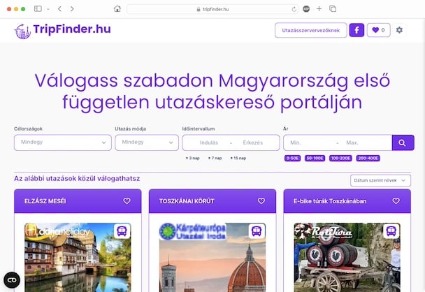 Találd meg álmaid utazását a TripFinder.hu utazáskereső segítségével!