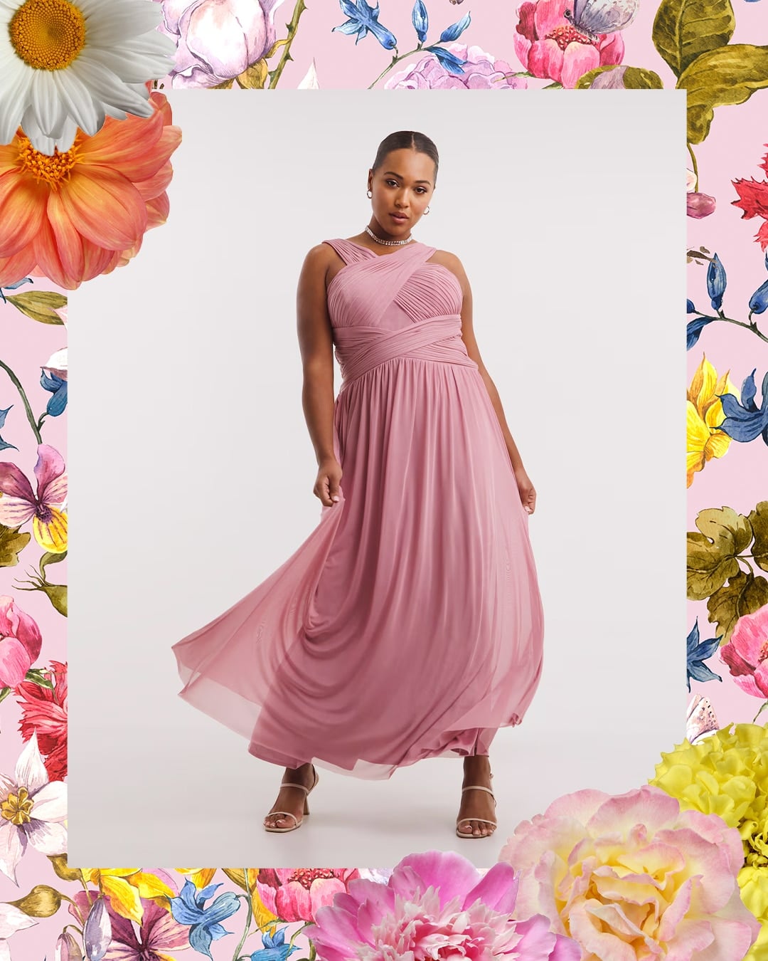 Little Mistress Crossover Maxi Occasion Dress