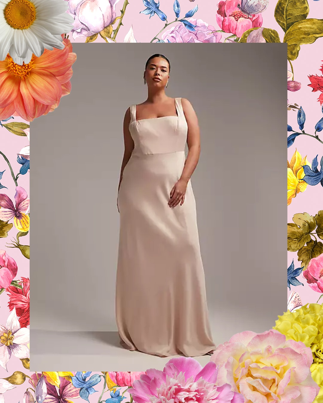 ASOS DESIGN Bridesmaid Curve satin square neck maxi dress