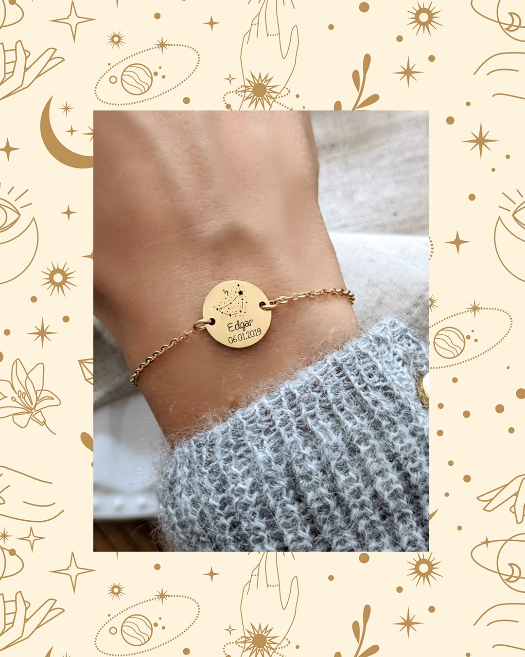 Egyedi gravírozott horoszkópos karkötő