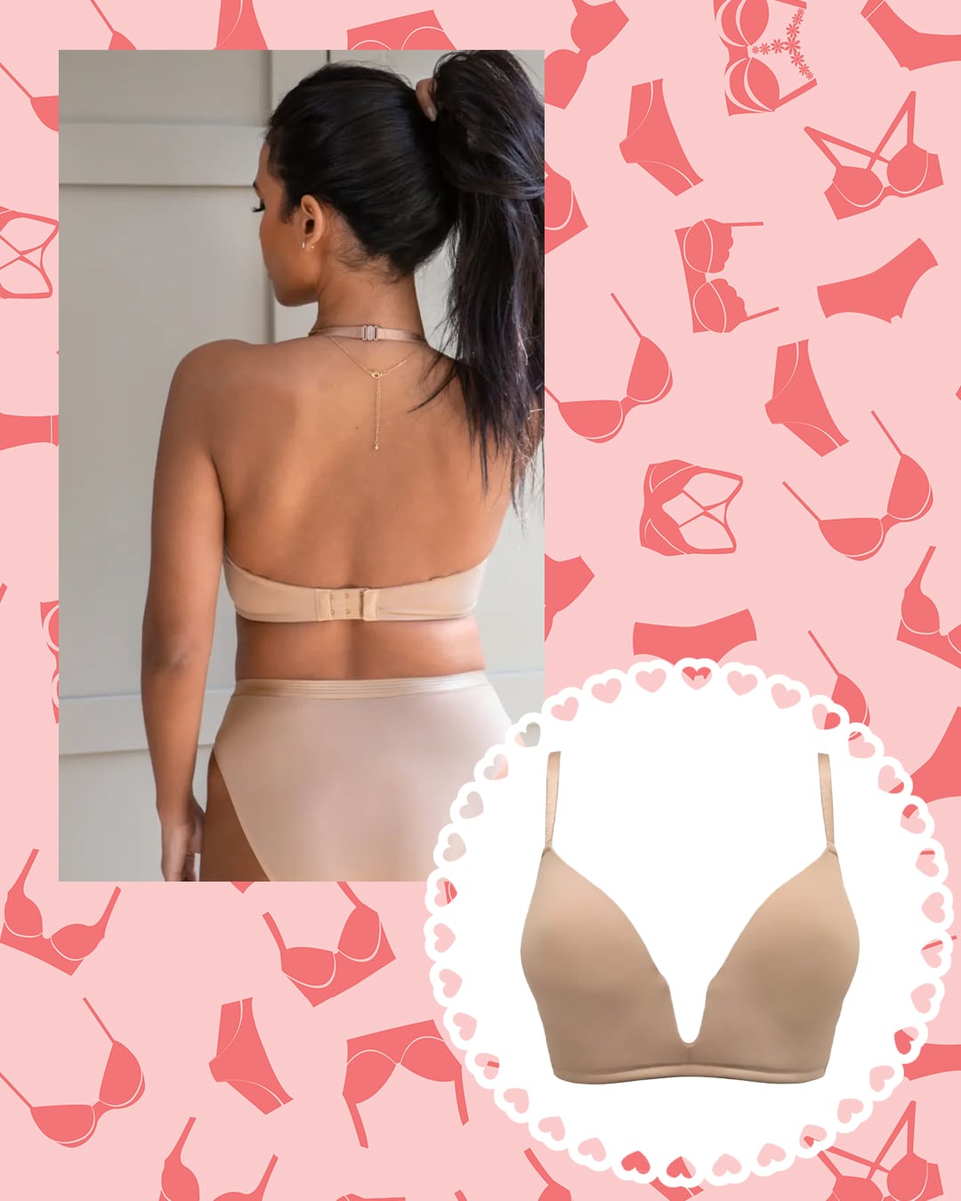 Definitions U Wire Plunge Low Back Multiway Bra - Sand