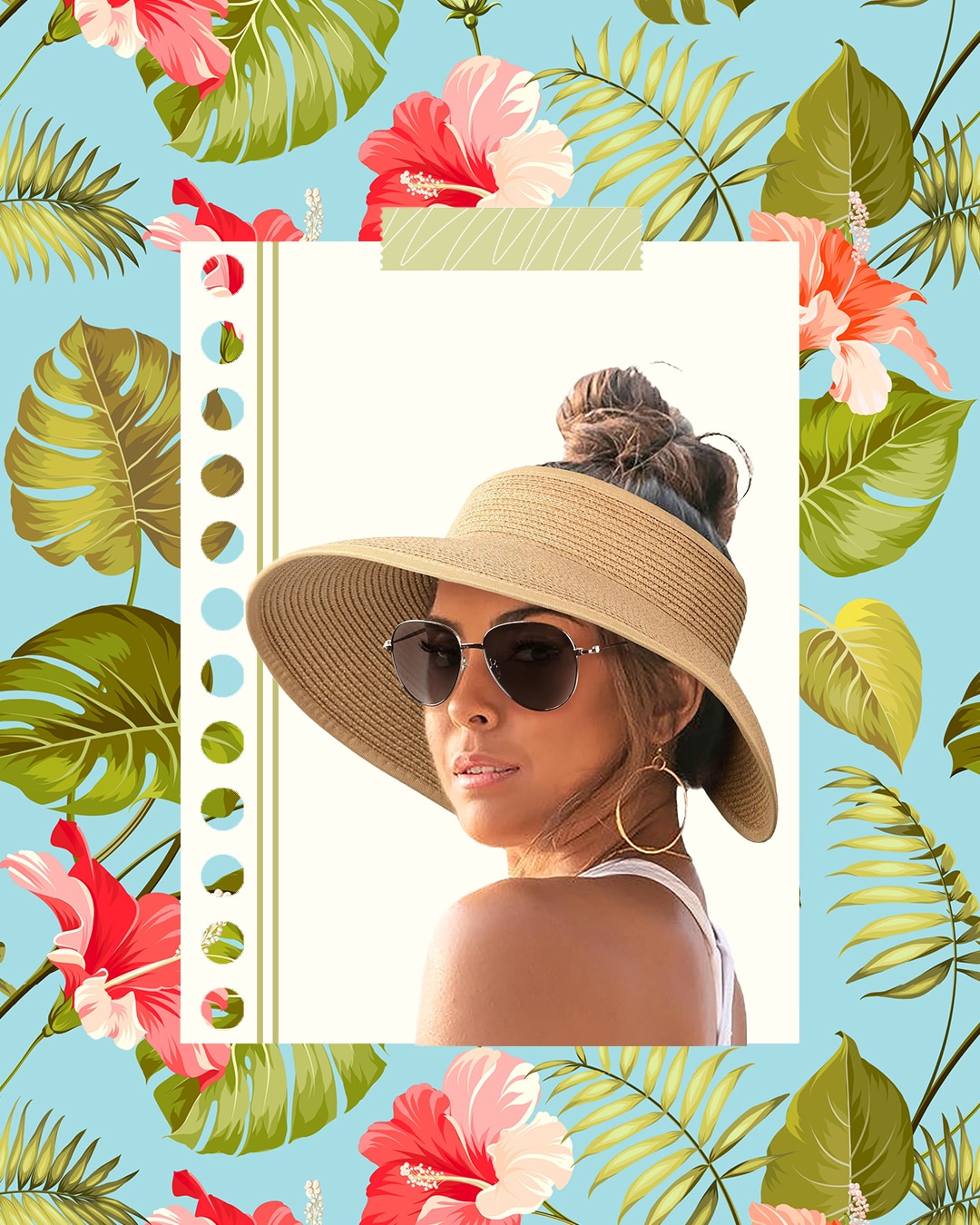 FURTALK Wide Brim Straw Roll-Up Beach kalap