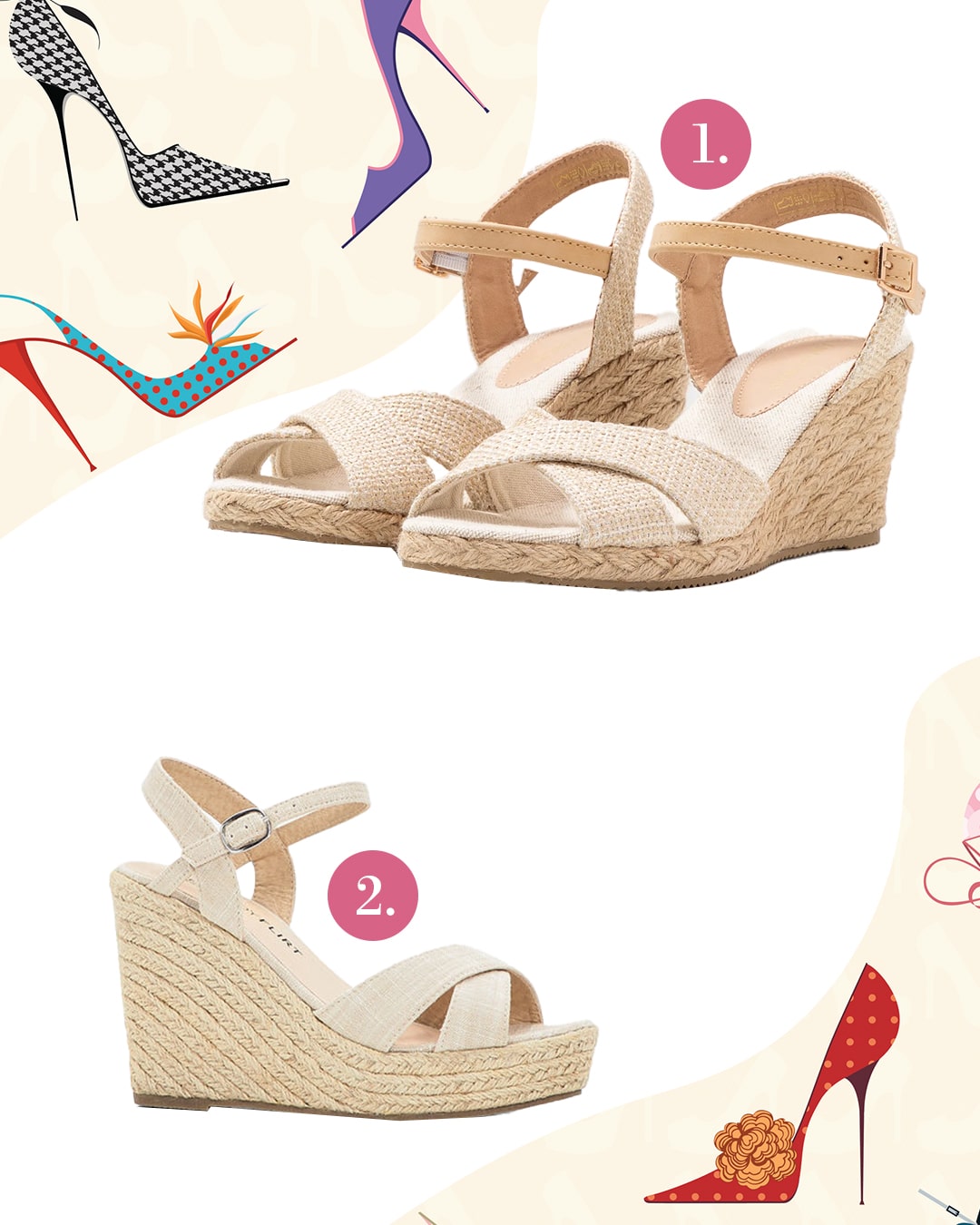 Krémszínű telitalpú szandál