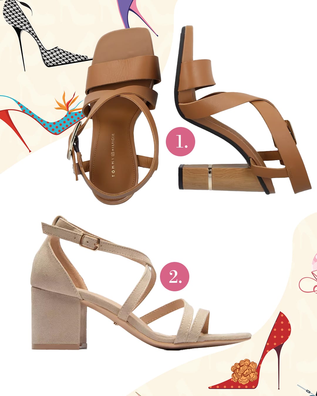 Keresztpántos magassarkú