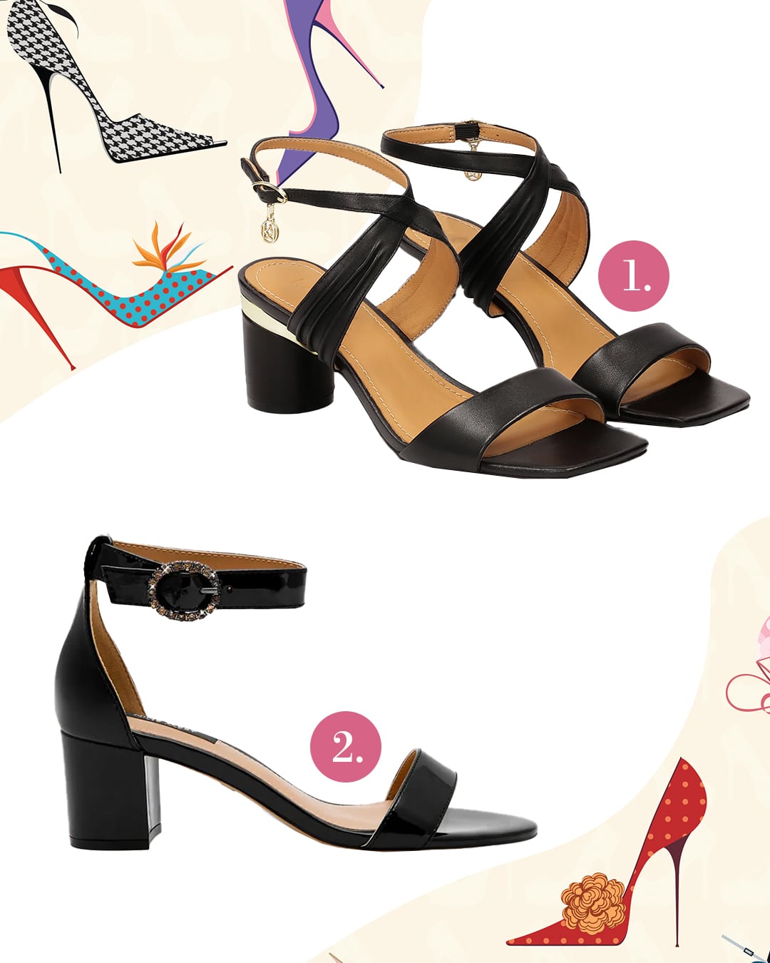 Kis fekete tömbsarkú szandál