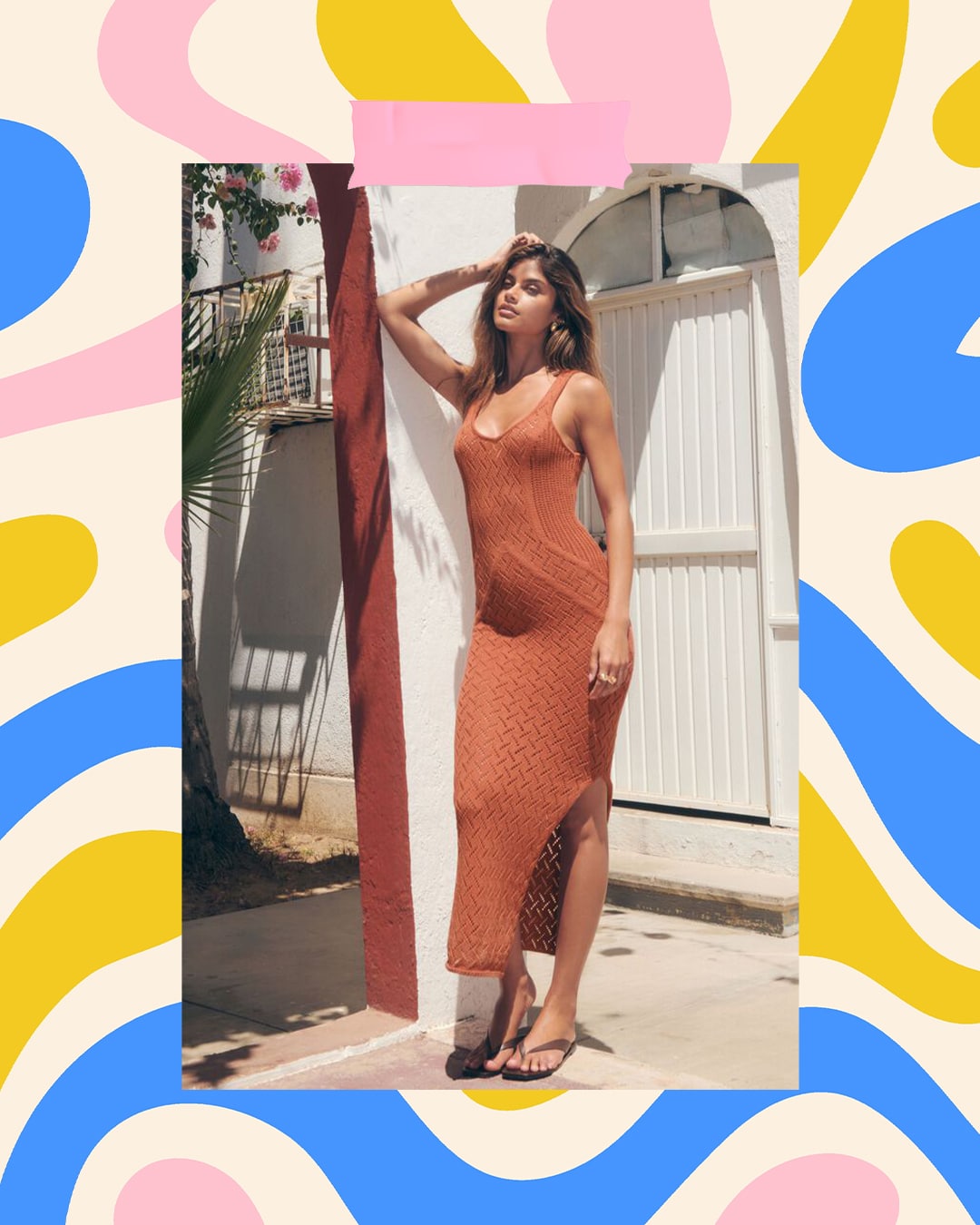 Dynamite Open Knit V-Neck maxiruha