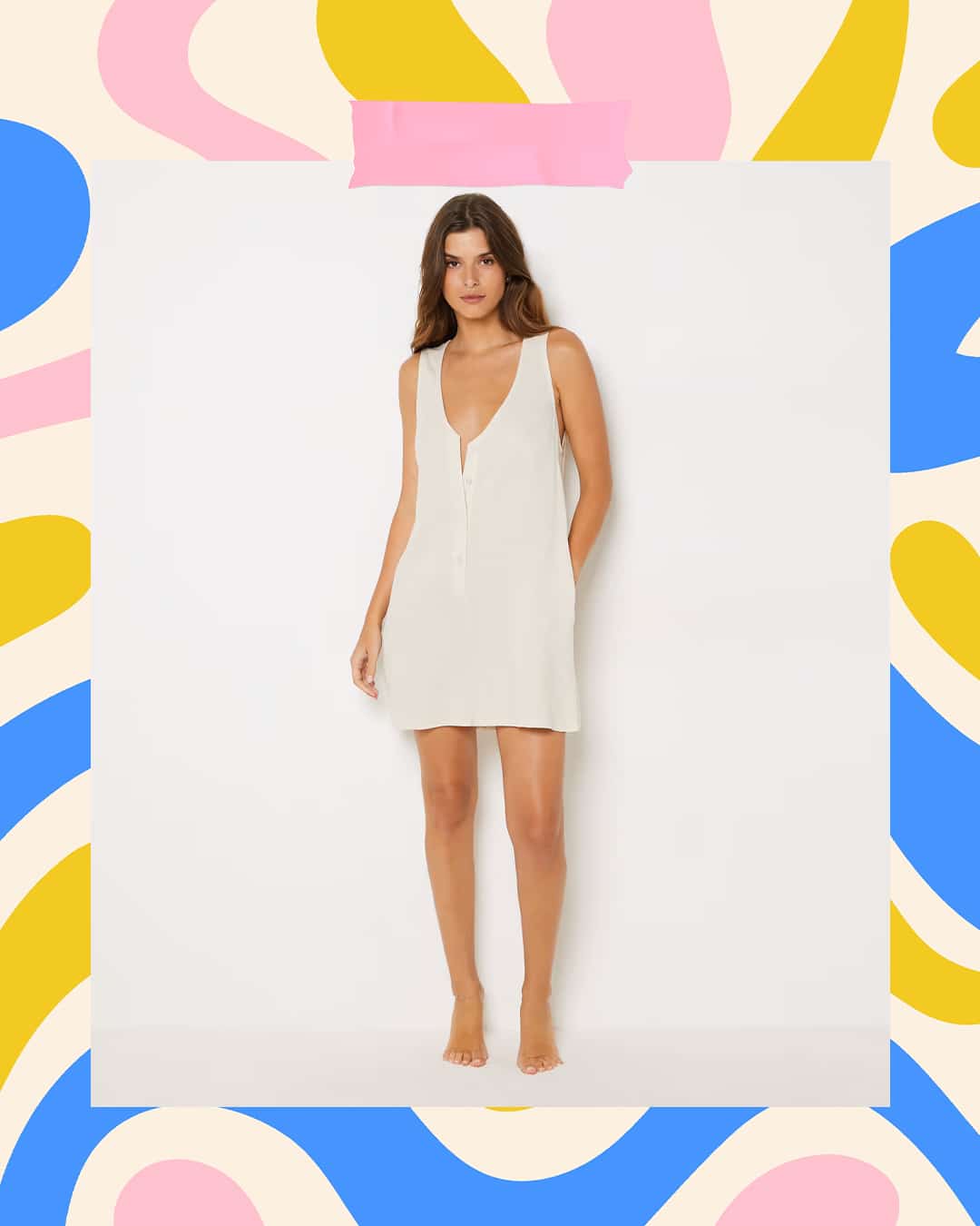 Etam Linen Blend Sleeveless Buttoned Playsuit