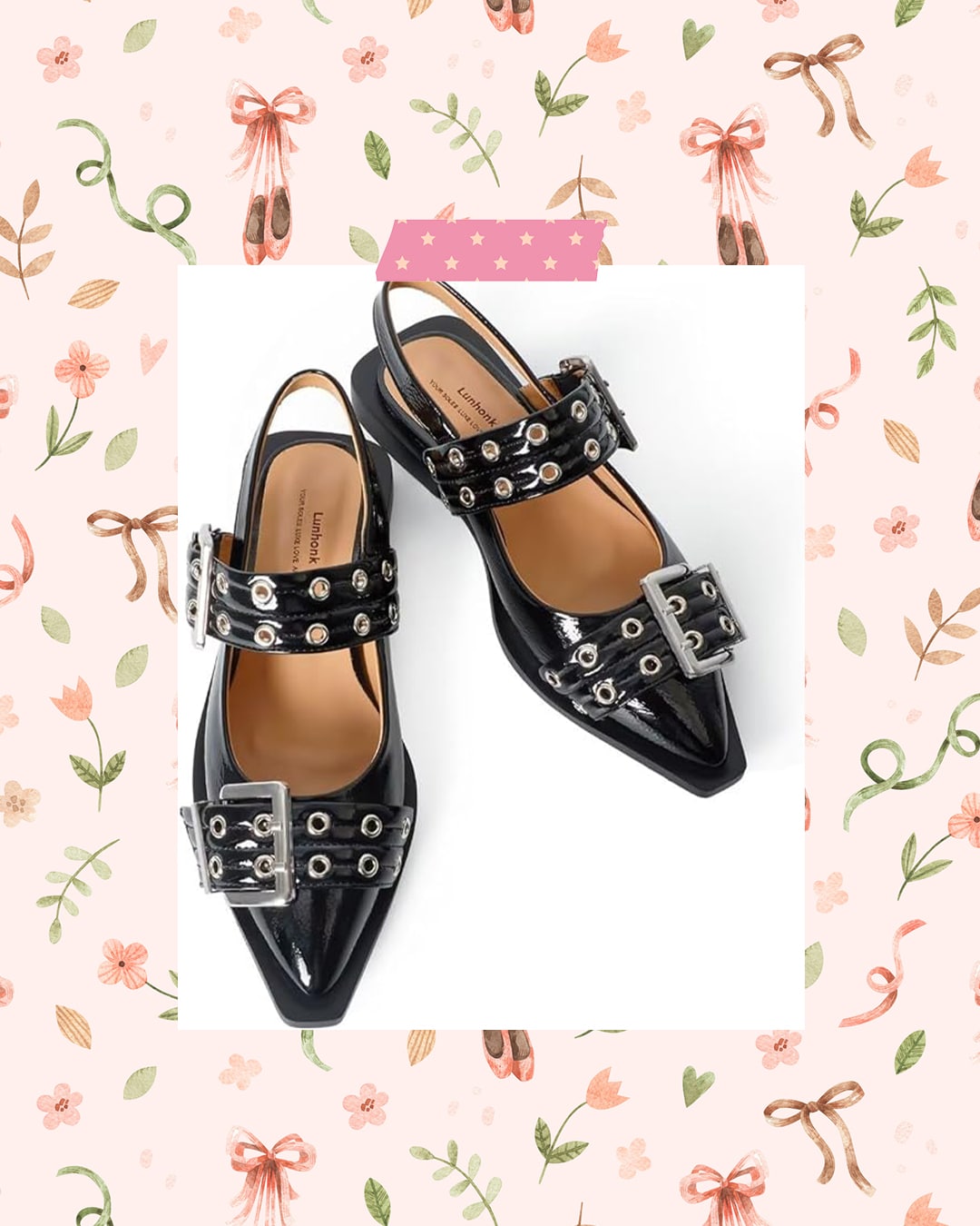 Yishaweiqi Wide Welt Buckle Ballet Flats