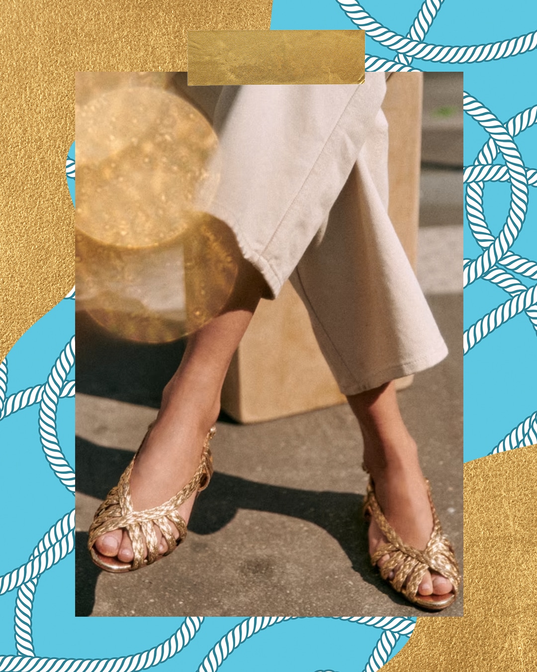 Natacha Low Sandals Smooth braided gold