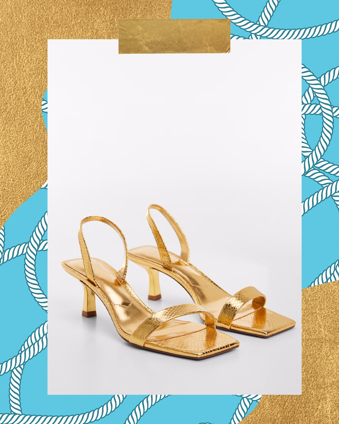 Mango Metallic Snake Sandals