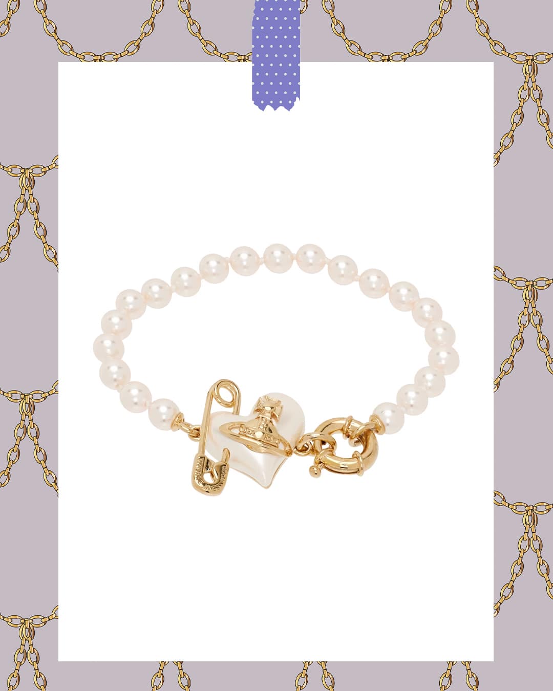 Vivienne Westwood Pink & Gold Orietta Pearl Bracelet