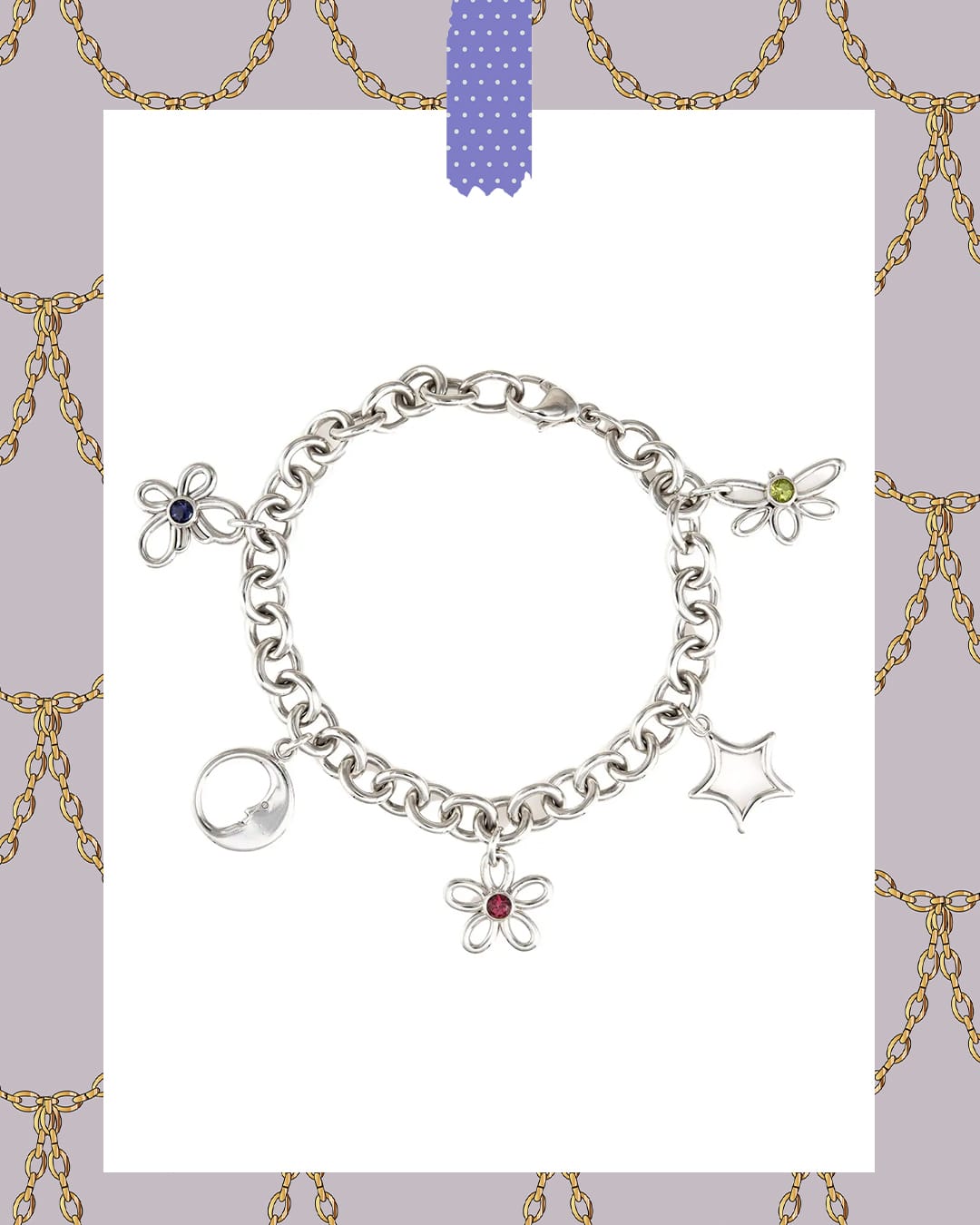 Vintage Tiffany & Co Charm Bracelet 2003 Silver Moon Star Flower Butterfly