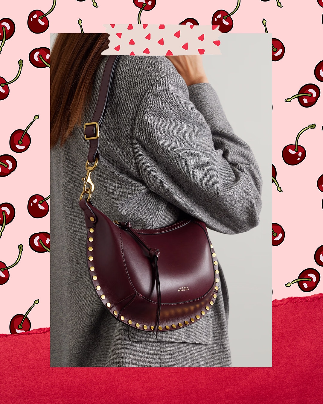 Isabel Marant Oskan Moon studded leather shoulder bag