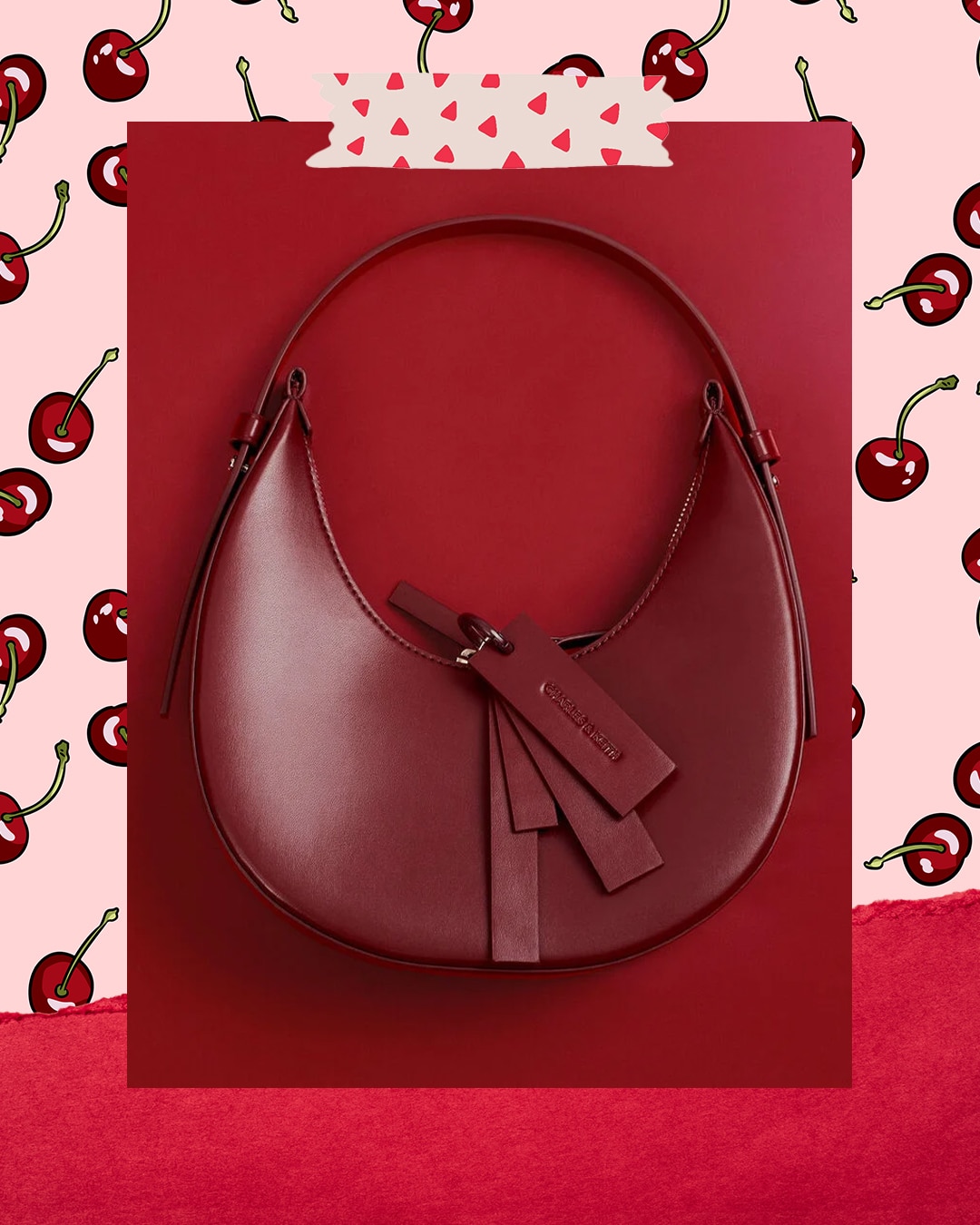 Carey Crescent Hobo Bag - Burgundy