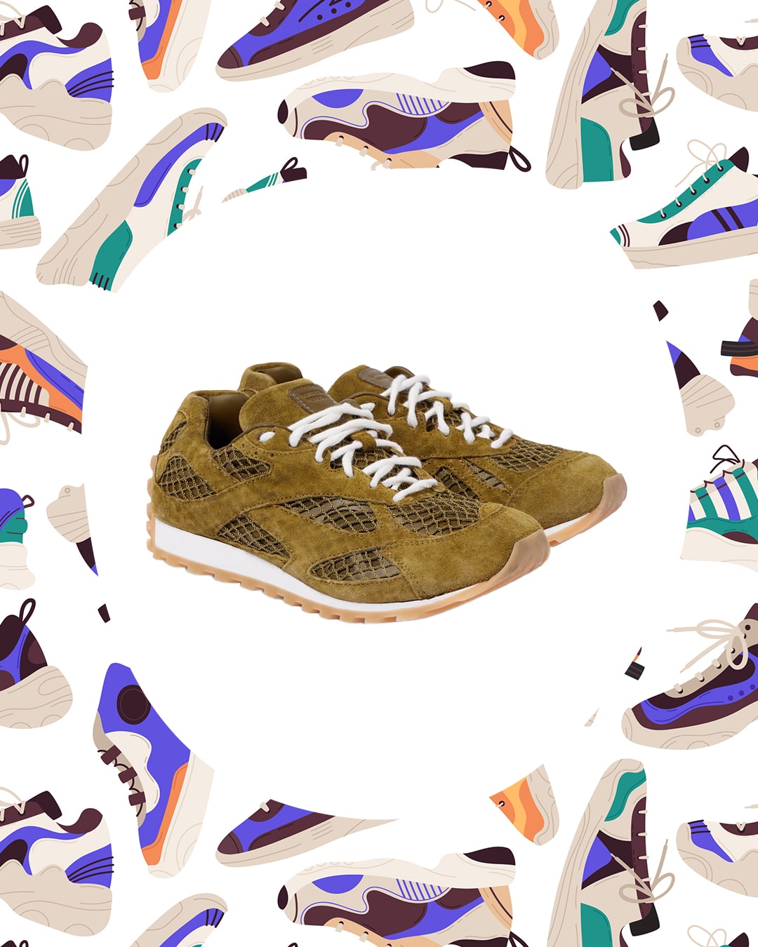 Bottega Veneta Orbit Suede-Trimmed Mesh Sneakers