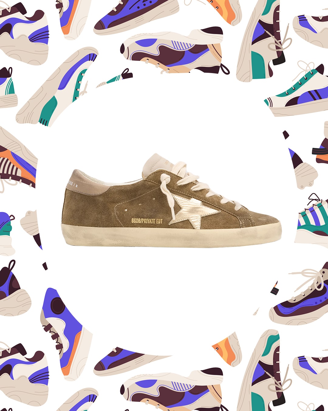 Golden Goose Superstar Suede Metallic Low-Top Sneakers