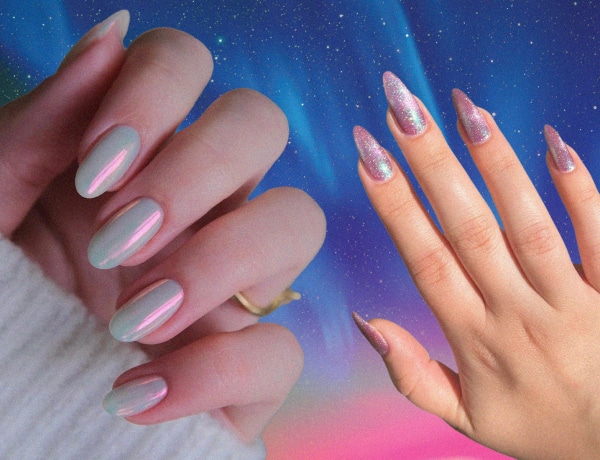 Aurora körmök: Mennyeien fényes manikűrök egy kis krómmal fűszerezve
