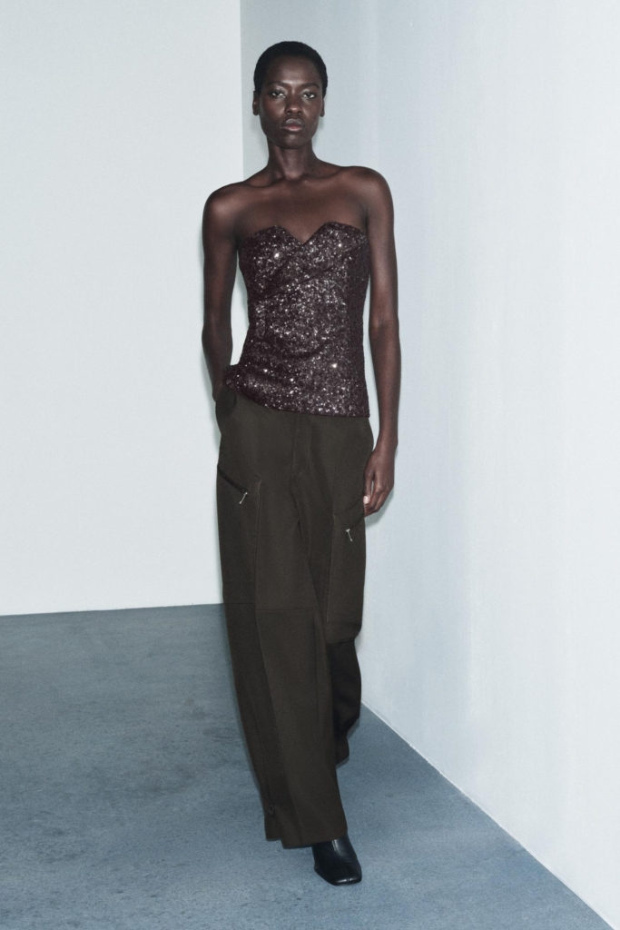 Zara flitteres bustier felső