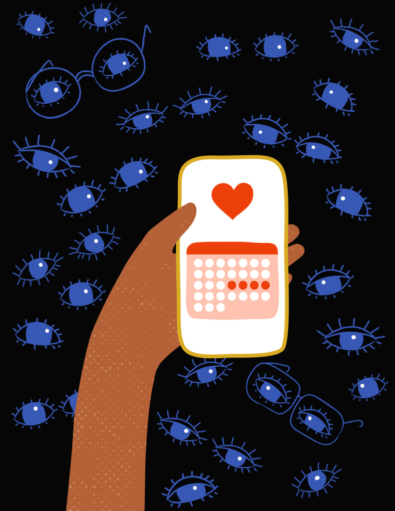 Rajzolt kép egy menstruációs digitális naptárról