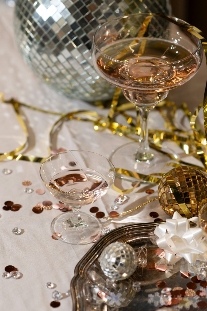 Konfetti, diszkógömb és egy pohár pezsgő