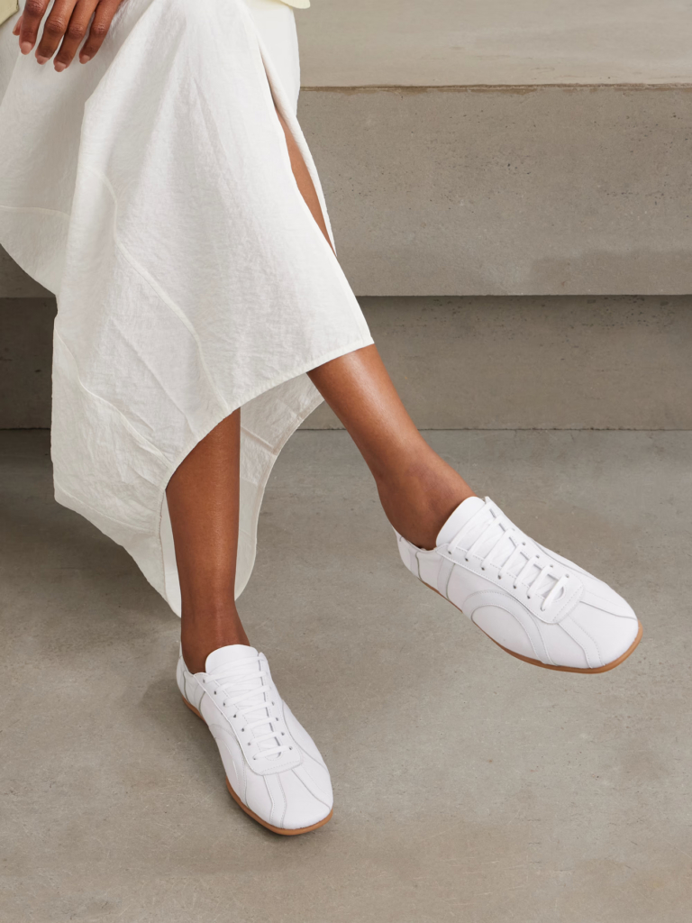 TOTEME Leather-trimmed cotton-canvas sneakers