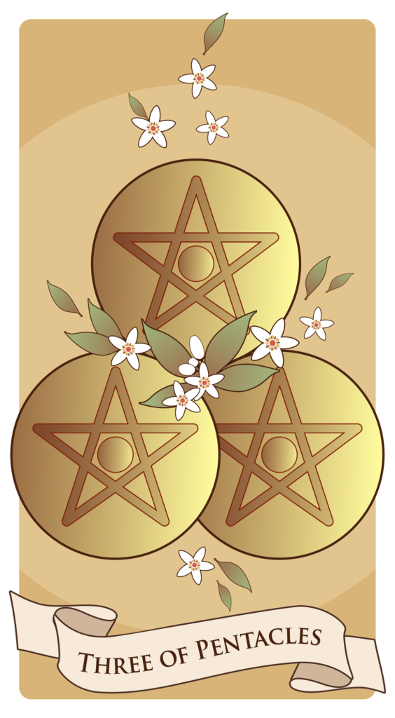 Érmék Hármasa tarot kártyalap