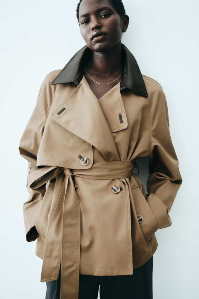 H&M Trench con dettagli in pelle