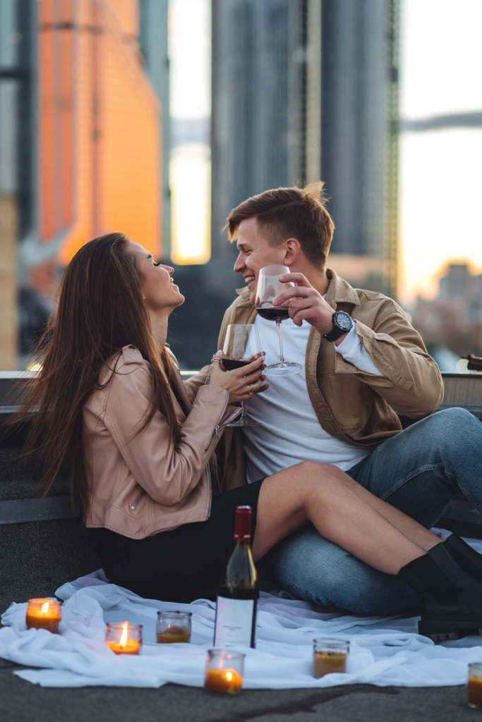 Surprise rooftop date at sunset