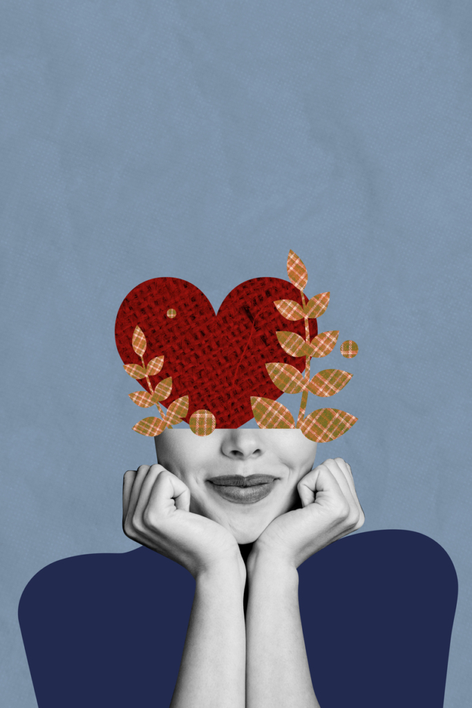 Fotó kollázs nő gondolatai elkalandoznak