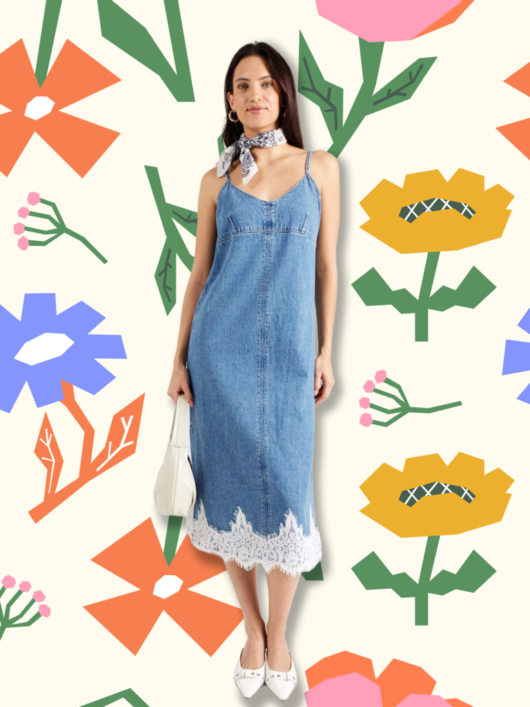 Levi's abito di jeans blu con pizzo
