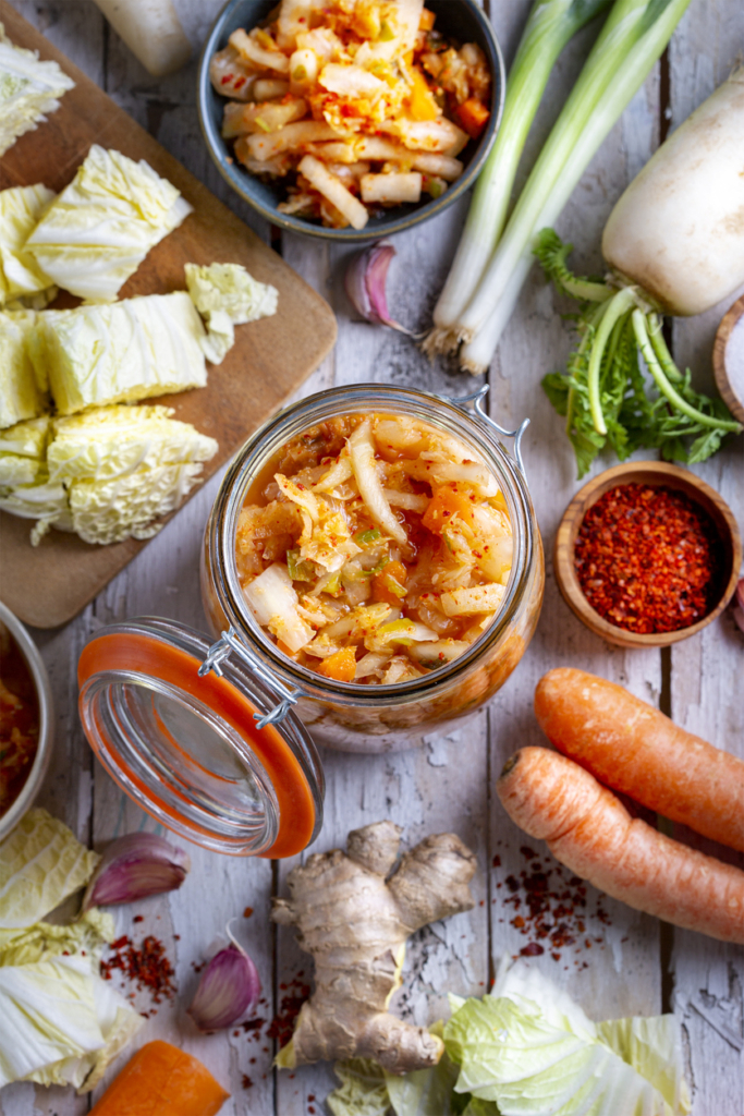 Házi kimchi üvegben