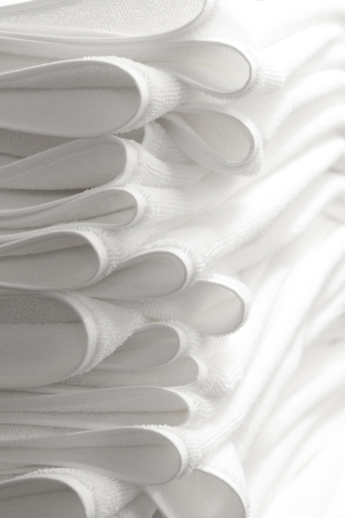 Frissen mosott fehér törölközők