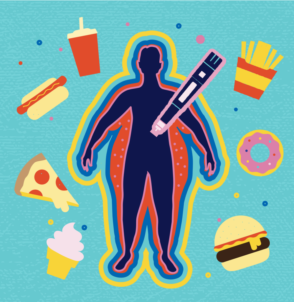 Vektoros rajz: az Ozempic hatásmechanizmusa