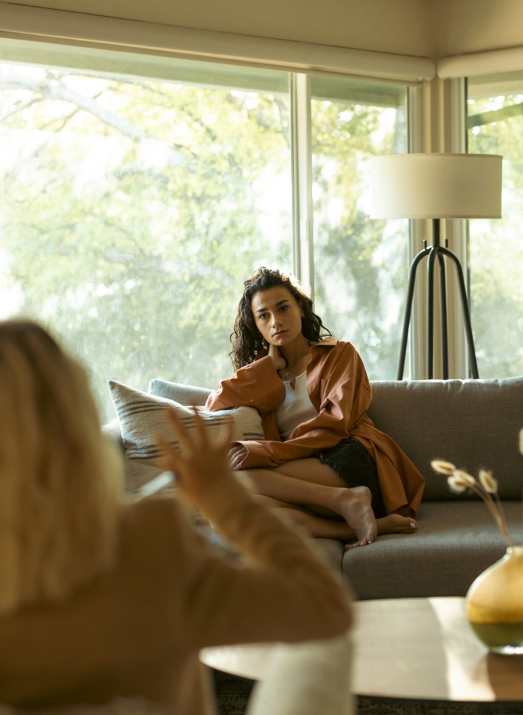 Woman talking to her therapist
