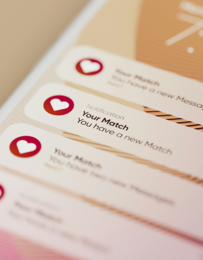Tinder értesítés egy mobiltelefon kijelzőjén