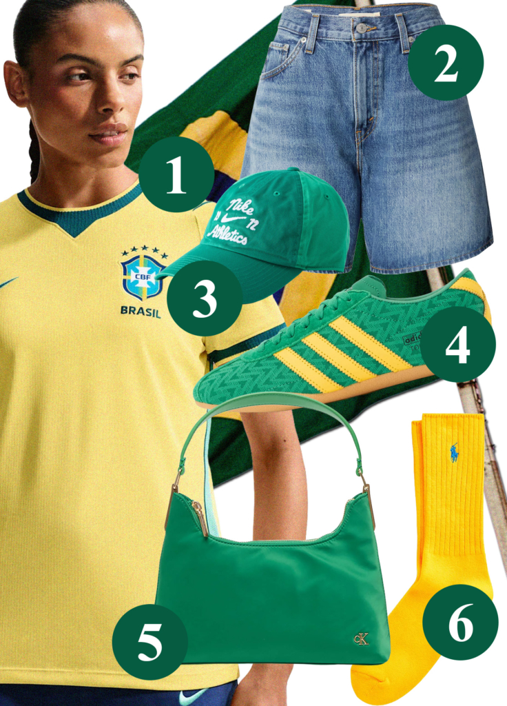 Look jaune et vert avec le maillot du Brésil